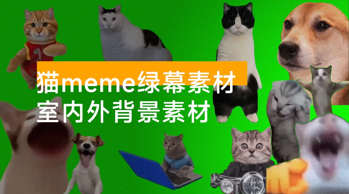 猫 meme 绿幕素材整合 + 室内外背景素材（共 715个，3.8 GB ）